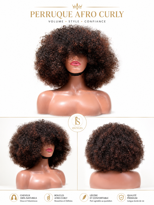Perruque Afro Curly Premium – Cheveux Brésiliens 100 % Naturels | Qualité Luxe