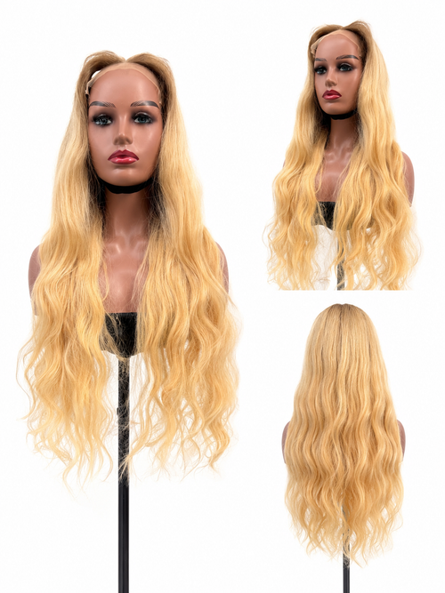 Perruque Lace Front Premium – Cheveux Vietnamiens SDD Blond Doré Ondulé | 30 Pouces | 350 Grammes